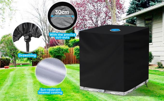 غطاء حمل IBC بسحاب، 275 جالون 1000 لتر خارجي IBC Tote ظلة 210D غطاء قماش أكسفورد مقاوم للماء ومقاوم لأشعة الشمس 3