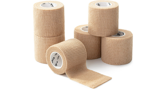 غلاف الضمادات اللاصقة الذاتية، حزمة 6، لون الجلد، 2 ′′ × 5 ياردات، ضمادات متماسكة، غلاف طبي، غلاف ضمادات مرنة 0