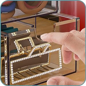 حاويات واضحة لترتيب ملحقات الشعر، صندوق منظم ملحقات الشعر البلاستيكي مع 5 درجات، ملحقات الشعر 2