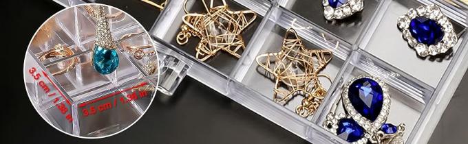 منظم مجوهرات واضح، صندوق مجوهرات متين مع 5 ألعاب، صندوق منظم مجوهرات، منظم مجوهرات الأقراط 1