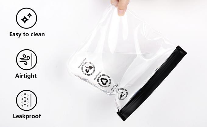 أكياس الزيبر ذات الحجم الربع - أكياس تجميل واضحة مع خيط مغلق ثلاثي ضد التسرب للسوائل والمكياج - حجم سفر محمول 1