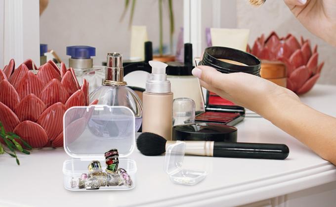 صندوق تخزين مستطيل فارغ من البلاستيك الشفاف الحاويات مع أغطية معقوفة للأغراض الصغيرة صندوق الحرفية 5