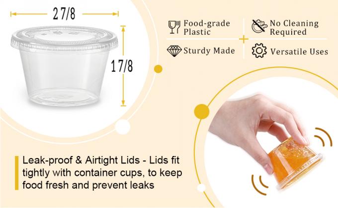 أكواب الحصص مع أغطية، حاويات بلاستيكية صغيرة مع أغطية، أكواب صوفل قابلة للترتيب الصلبة، أكواب شوت الهلام، الصلصة 2