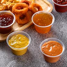 أكواب الحصص مع أغطية، حاويات بلاستيكية صغيرة مع أغطية، أكواب صوفل قابلة للترتيب الصلبة، أكواب شوت الهلام، الصلصة 7