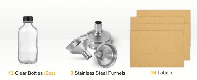 زجاجات زجاجية واضحة صغيرة مع أغطية بوسطن زجاجات عينة للجرعات والعصائر والعافية وشراب الزنجبيل والويسكي والسوائل 9