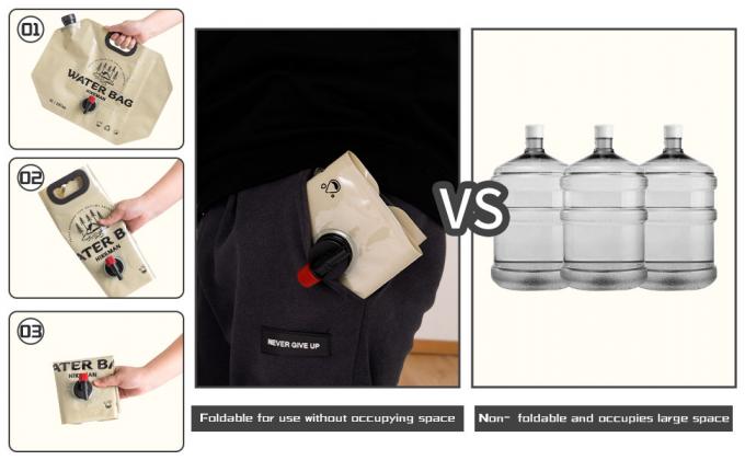 ناقل تخزين المياه القابلة للطي - حاوية محمولة بطاقة 1.9 جالون مع شفرة، كيس المياه للتخييم للتنزه في الهواء الطلق 5