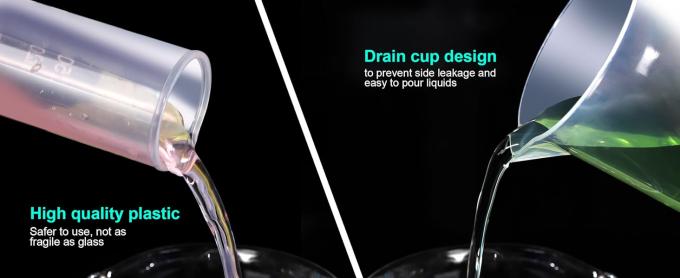 أسطوانات بلاستيكية متدرجة وأوعية بلاستيكية، أسطوانات بلاستيكية متدرجة 10ml 25ml 50ml 100ml 250ml & 5pcs 3