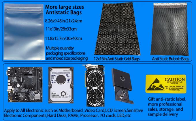 حقائب مضادة للستاتيكية قابلة لإعادة إغلاق، 5.9 X 7.9 بوصة حقيبة بلاستيكية ثابتة مجانية للوحة الأم SSD HDD الكمبيوتر الإلكتروني 7