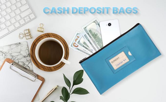 حقيبة الودائع المصرفية الآمنة بالزر، نافذة واضحة و 14 بطاقة إدراج حقيبة نقدية، كيس مفيد، متنوعة 7 ألوان 0