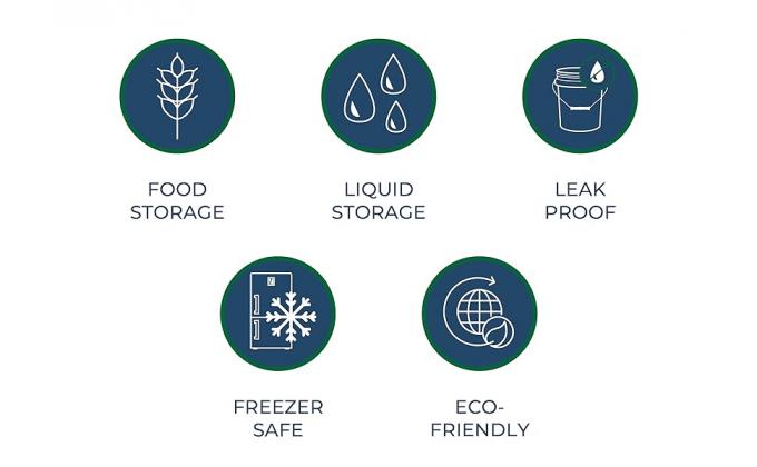 5 جالون دلو أبيض وغطاء - متين 90 مل كل الغرض دلو - الصف الغذائي - بلاستيك خال من BPA (5 جالون / غطاء - 6pk) 5