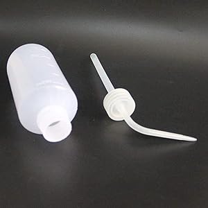 زجاجة غسيل كيميائي، 2 حزمة بلاستيكية للامن المختبر ضغط زجاجة غسيل، LDPE مع فم ضيق، 1000 مل / 2 زجاجة 7