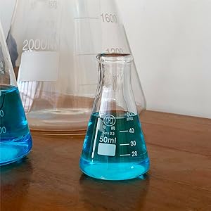 زجاجة إيرلينماير ذات الفم الضيق مع غطاء المطاط زجاجة زجاجية 5 قطع مجموعة، إيرلينماير ذات الفم الضيق، بوروسيليكات 1