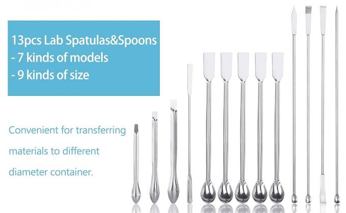 معمل الفولاذ المقاوم للصدأ (Spatula) ميكرو سكوب (Micro Scoop Reagent) مختبر خلط المواد (Spatula) 22 سم بطول ملعقة أخذ العينات 1