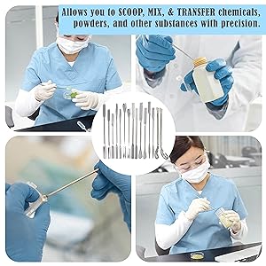 فولاذ المقاوم للصدأ المختبر المجهري الكأس نصف مستديرة ملعقة سباتولا عينة مع عقدة الفينيل (9 ") الفولاذ المقاوم للصدأ المختبر المجهري 4