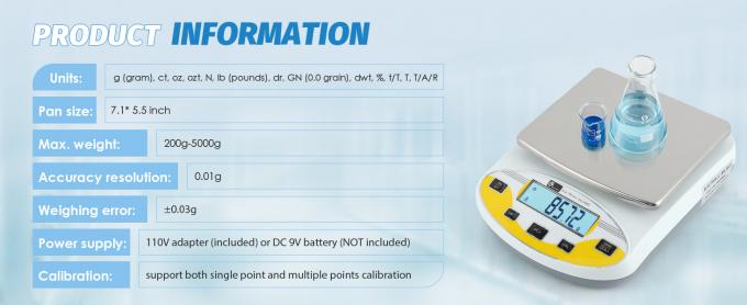 مقياس المختبر المختبر التحليلي الميزان الإلكتروني الميزان الرقمي الصيدلية المجوهرات الميزان 110 فولت معايرة ((5000 غرام، 0