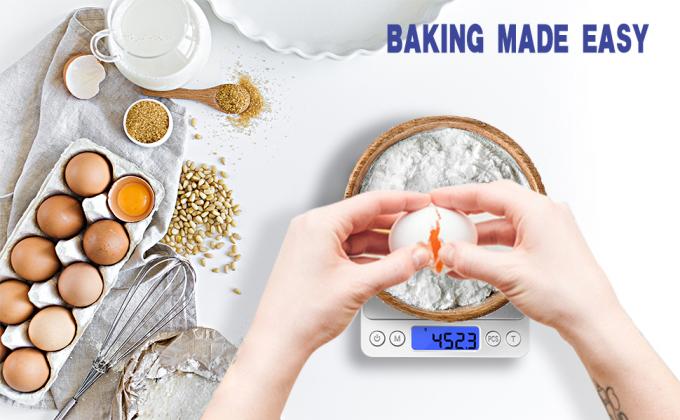 مقياس المطبخ الرقمي 3000g/ 0.1g، مقياس الطعام الجيبي 6 أوضاع قياس، LCD، Tare، مقياس الرقمي غرام وأونصات 3