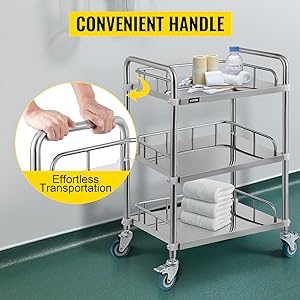 عربة المختبر 3 الرفوف الرف عربة الفولاذ المقاوم للصدأ عربة طعام أدوات طب الأسنان عربة عجلة تجارية دوللي 3