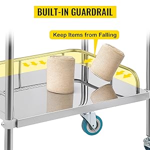 عربة المختبر 3 الرفوف الرف عربة الفولاذ المقاوم للصدأ عربة طعام أدوات طب الأسنان عربة عجلة تجارية دوللي 4