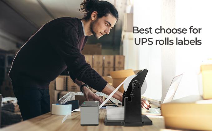 حامل ملصقات خارجية، حامل ورق 2 في 1 مروحة مطوية لمطبعة الملصقات الحرارية على سطح المكتب 0