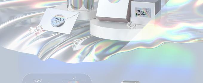 ملصقات هولوغرافية مستديرة حرارية دائرة 2 بوصة قابلة للطباعة قوس قزح طابعة حرارية ملصقات ملصقة ذاتية 0