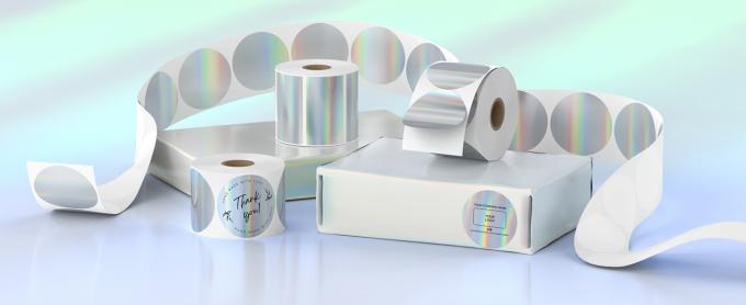 ملصقات هولوغرافية مستديرة حرارية دائرة 2 بوصة قابلة للطباعة قوس قزح طابعة حرارية ملصقات ملصقة ذاتية 3