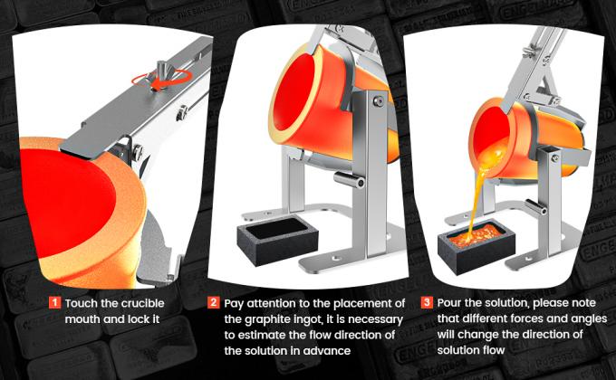 أدوات صب الصهاريج المحمولة / رف مع صهاريج الجرافيت ، العمل مع الصهاريج وفرن الصهر ، صب المعادن 3