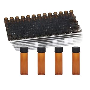 علبة من 100 قنينة زجاجية مع غطاء مسدس فينوليك أسود (4 مل، واضح) 5