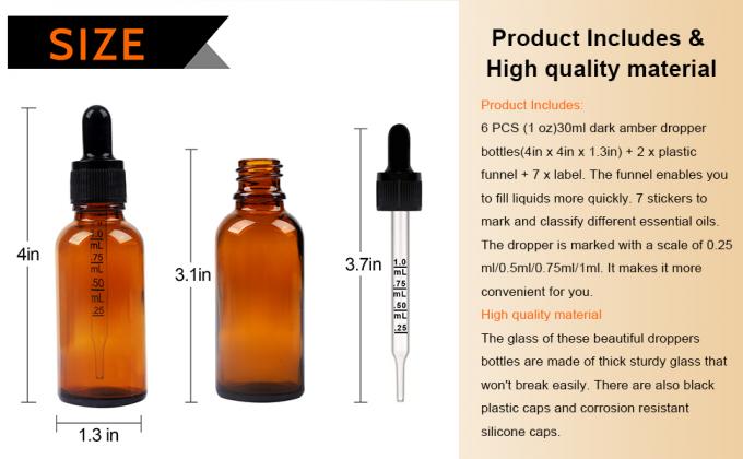 زجاجات قطرات 5PCS زجاجة قطرات أمبر مع قنوات ونقلات النقل ، زجاجات صبغة الزجاج مع قطرة 10ml 0