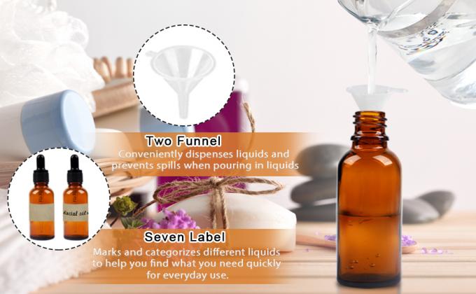 زجاجات قطرات 5PCS زجاجة قطرات أمبر مع قنوات ونقلات النقل ، زجاجات صبغة الزجاج مع قطرة 10ml 4