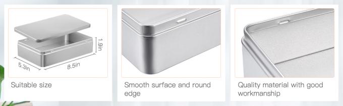 8.5 بواسطة 5.3 بواسطة 1.9 بوصة فضية مستطيلة فارغة صناديق القصدير حاويات، هدية، مجوهرات وتخزين علبة القصدير، منظمة المنزل 1