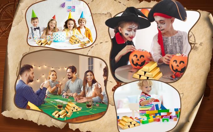 أشرطة ذهبية صندوق هدايا بار مزيف حفلة ذهبية شيكولاتة الذهبية العملات المعدنية ورق الذهبية الكنز 2