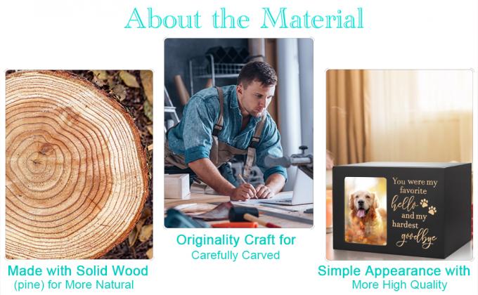حاويات تذكارية للحيوانات الأليفة لرماد الكلاب أو القطط، حاويات حرق جنازة خشبية كبيرة مع إطار صورة، تذكارات تذكارية 3