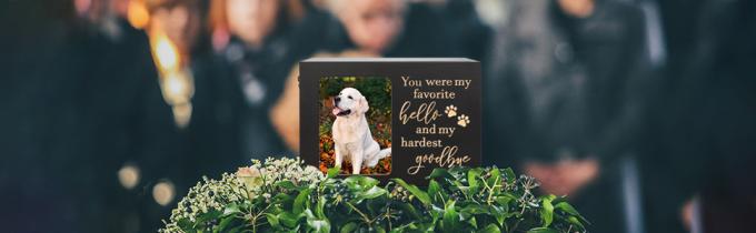 حاويات تذكارية للحيوانات الأليفة لرماد الكلاب أو القطط، حاويات حرق جنازة خشبية كبيرة مع إطار صورة، تذكارات تذكارية 5