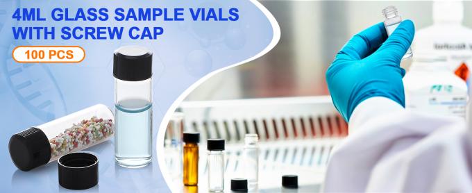 أقراص زجاجية مع غطاء المسمار، زجاجات عينة سائل واضحة، أقراص تخزين المختبر / السفر للزيوت الأساسية، العطور 0