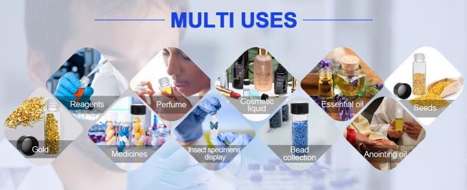 أقراص زجاجية مع غطاء المسمار، زجاجات عينة سائل واضحة، أقراص تخزين المختبر / السفر للزيوت الأساسية، العطور 1