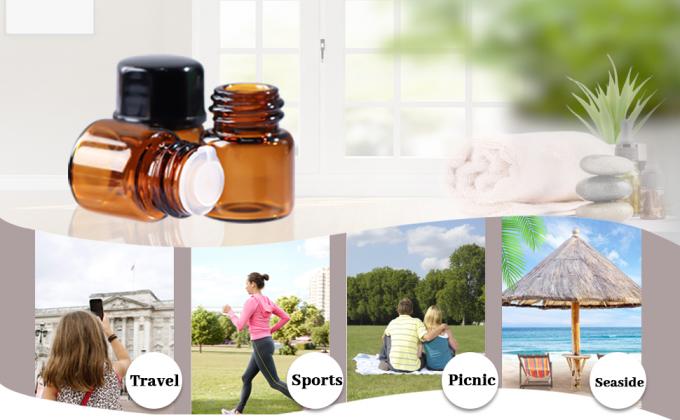 زجاج الزيوت الأساسية عينة زجاجات مع أغطية سوداء للزيوت الأساسية والعطور والمواد الكيميائية المختبرية 30 مل كأس قياس 3