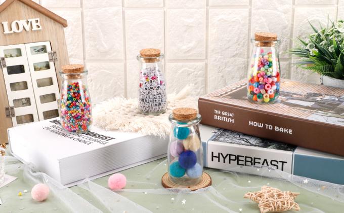 زجاجات الزجاج الشفافة الزجاجات الزجاجية المفضلة الزجاجات الزجاجات 100 مل زجاجات مع أغطية زجاجية، زجاجات صغيرة 2