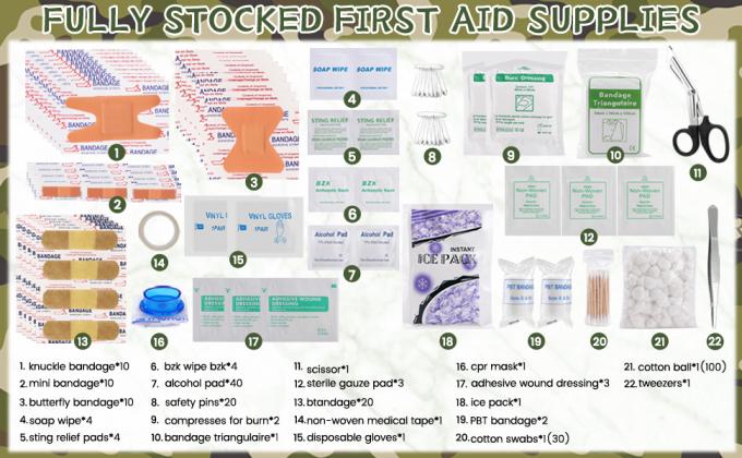 علبة الإسعافات الأولية للبقاء على قيد الحياة، كيس طبي للطوارئ في الهواء الطلق معدات البقاء على قيد الحياة والمعدات للمشي لمسافات طويلة التخييم الصيد 2