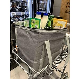 أكياس تبريد معزولة أكبر من الـ XXL مع إغلاق زيب، أكياس تسوق البقالة القابلة لإعادة الاستخدام تبقي الطعام دافئًا أو باردًا، قابلة للطي 6