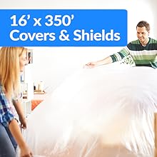 صفيحة حماية من الرذاذ مع 233+ شريط قناع (36 مم) ، شفافة ، قابلة للطلاء ، كثافة عالية ، مقاومة للدموع 5