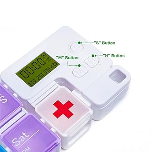 7 Day Medicine Pill Organizer, 4 Reminder Alarms, Loud Sound, 14 Large Compartments, Large Screen, Moisture-Proof, Travel Weekly/Daily Pill Box/Organizer/Case/Container/Dispenser, AM/PM 2 Times A Day 6