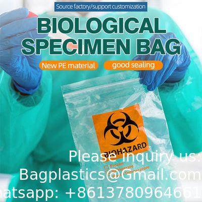 الجودة  MEDICAL BIOHAZARD ZIPPER SPECIMEN Laboratory Reusable Disposable Zipper Biohazard Kangaroo Collection Specimen Bag مصنع
