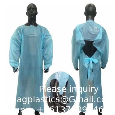 الجودة  CPE GOWN, PLASTIC MEDICAL DISPOSABLE APRONS FOR DOCTOR, BIOHAZARD APRON, SURGICAL APRON, LOGO CUSTOMIZED EXAM APRON مصنع