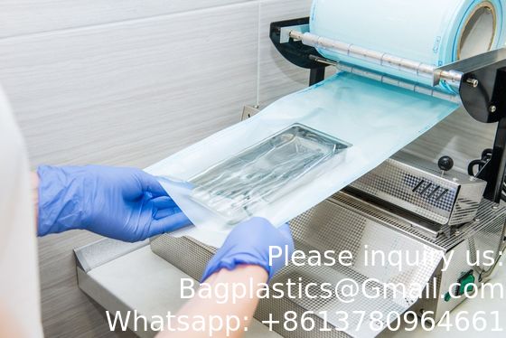 جودة  Medical Grade Packaging Heat Sealing Sterilization Roll Pouch Dental paper packaging hest sealing sterilized bag مصنع