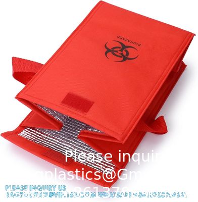 الجودة  Medical Insulated Biohazard Cooler Bag, Medical Specimen Transport Bag, Bio Transport Bag, 6.75" X 10" X 5.75" مصنع