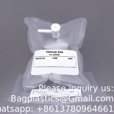 كيس أخذ عينات الغاز Tedlar PVF 0.5 لتر 1 لتر 3 لتر - عبوة من 10 قطع - كيس أخذ عينات الهواء - تركيب من مادة البولي بروبيلين/الفولاذ المقاوم للصدأ/PTFE