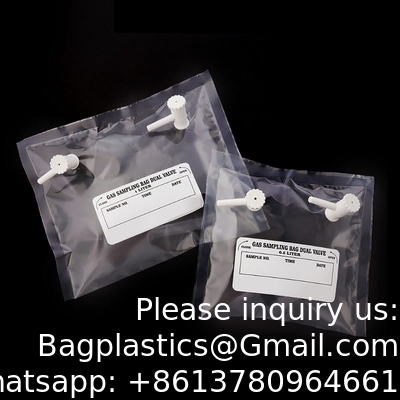 كيس أخذ عينات الغاز Tedlar PVF 0.5 لتر 1 لتر 3 لتر - عبوة من 10 قطع - كيس أخذ عينات الهواء - تركيب من مادة البولي بروبيلين/الفولاذ المقاوم للصدأ/PTFE