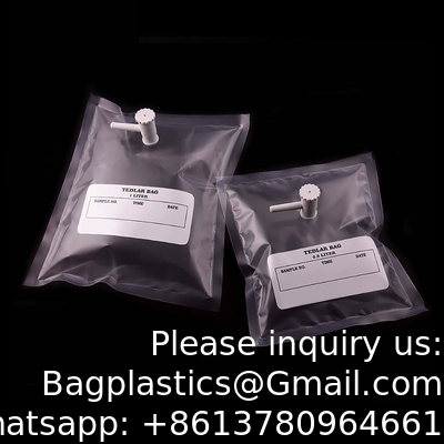 كيس أخذ عينات الغاز Tedlar PVF 0.5 لتر 1 لتر 3 لتر - عبوة من 10 قطع - كيس أخذ عينات الهواء - تركيب من مادة البولي بروبيلين/الفولاذ المقاوم للصدأ/PTFE