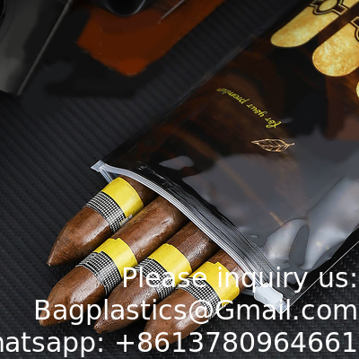 إغلاق قفل المنزلق تخصيص الطباعة الحقائب مقاومة للرطوبة أكياس التبغ السيجار زيبلوك كيس تغليف السيجار