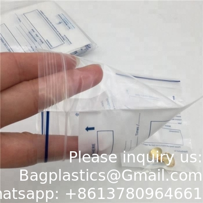 أكياس العينات الحيوية، 100 قطعة 6 × 9 بوصة / 15 × 25 سم مع الطباعة البيولوجية الحمراء شعار، زيبلوك أعلى أكياس العينات خارج الجيب